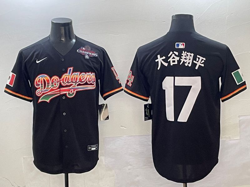 Men Los Angeles Dodgers #17 Ohtani Black rainbow 2025 Nike MLB Jersey style 4155->los angeles dodgers->MLB Jersey